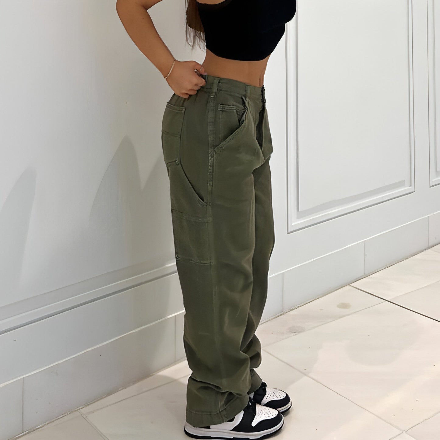 Coverly’s– High Waist Straight-Leg Utility Jeans for Women
