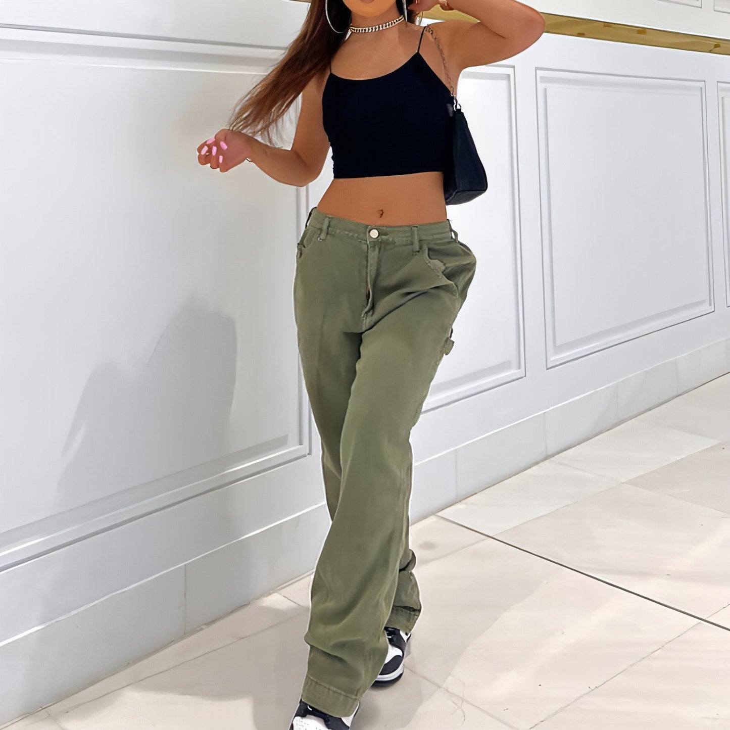 Coverly’s– High Waist Straight-Leg Utility Jeans for Women